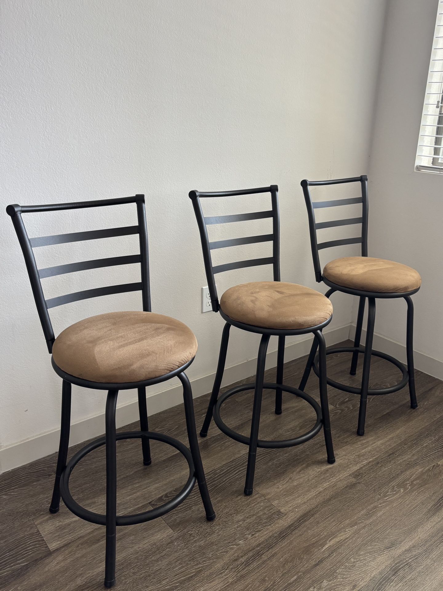 Three Adjustable 24”/29" Bronze Barstools