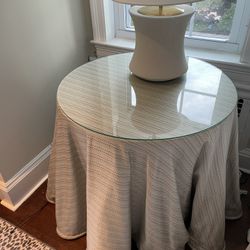 Skirted  Side Table Pair Of 2 Brunschwig. & Fils Fabric