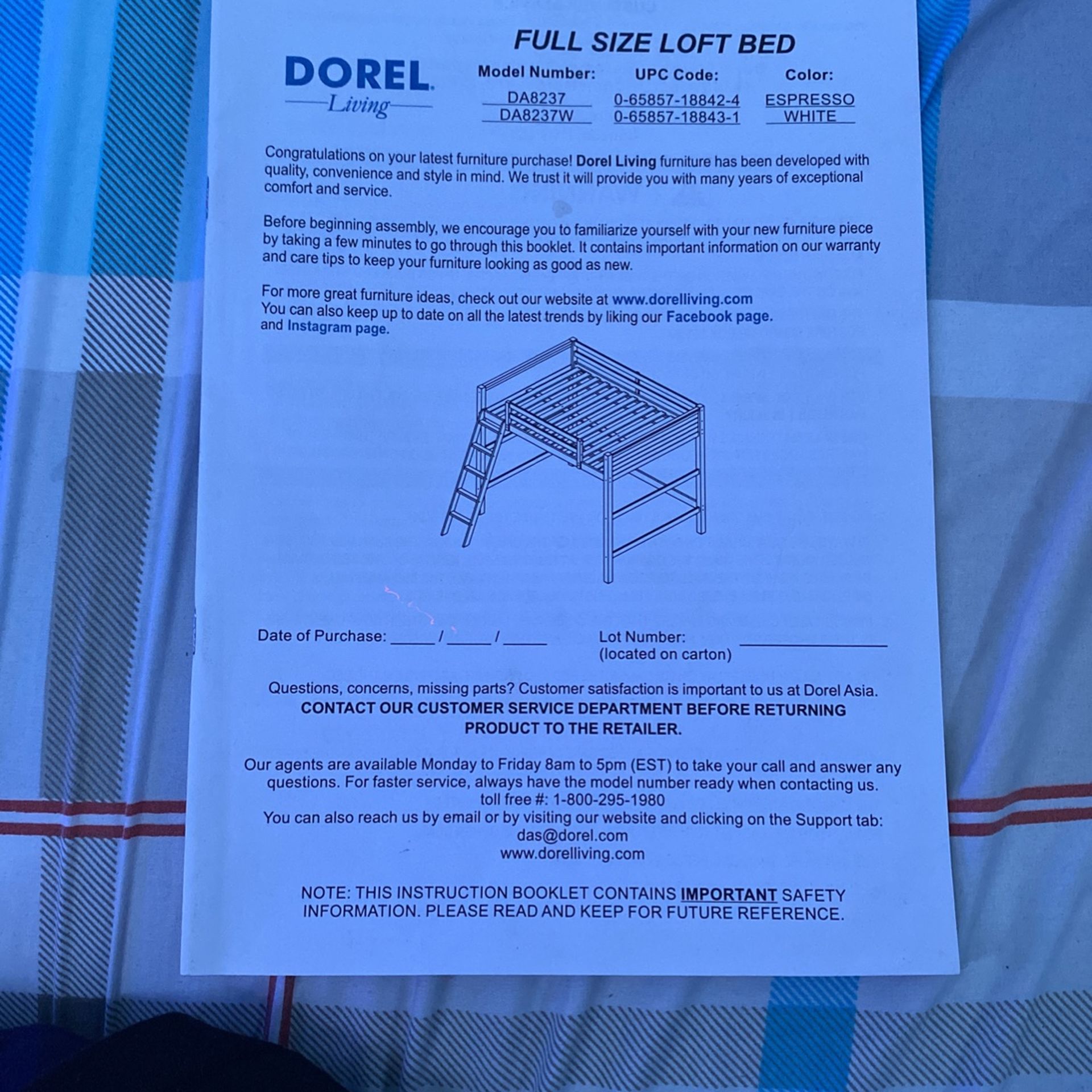 FULL SIZE LOFT BED FROM DORELL LIVING available To Pickup for