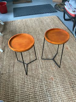 Vigoro Wood Top Plant Stand - 19 in Height - Indoor Use. Price For Both 