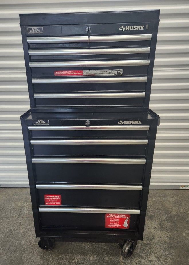 Husky 2 PC  Ball Bearing Tool Box Chest Storage 