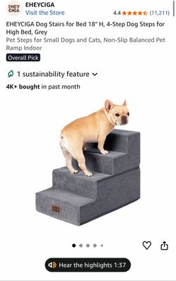 4-Step Dog Stairs (Grey) — Barely Used, $20