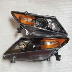 Pair 2011-2017 Honda Odyssey Halogen Black Lens Headlights Left Right Side Headlamps 