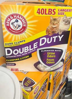 ARM & HAMMER Double Duty Cat Litter, Advanced Odor Control Clumping Cat Litter, Scented, 40 lb