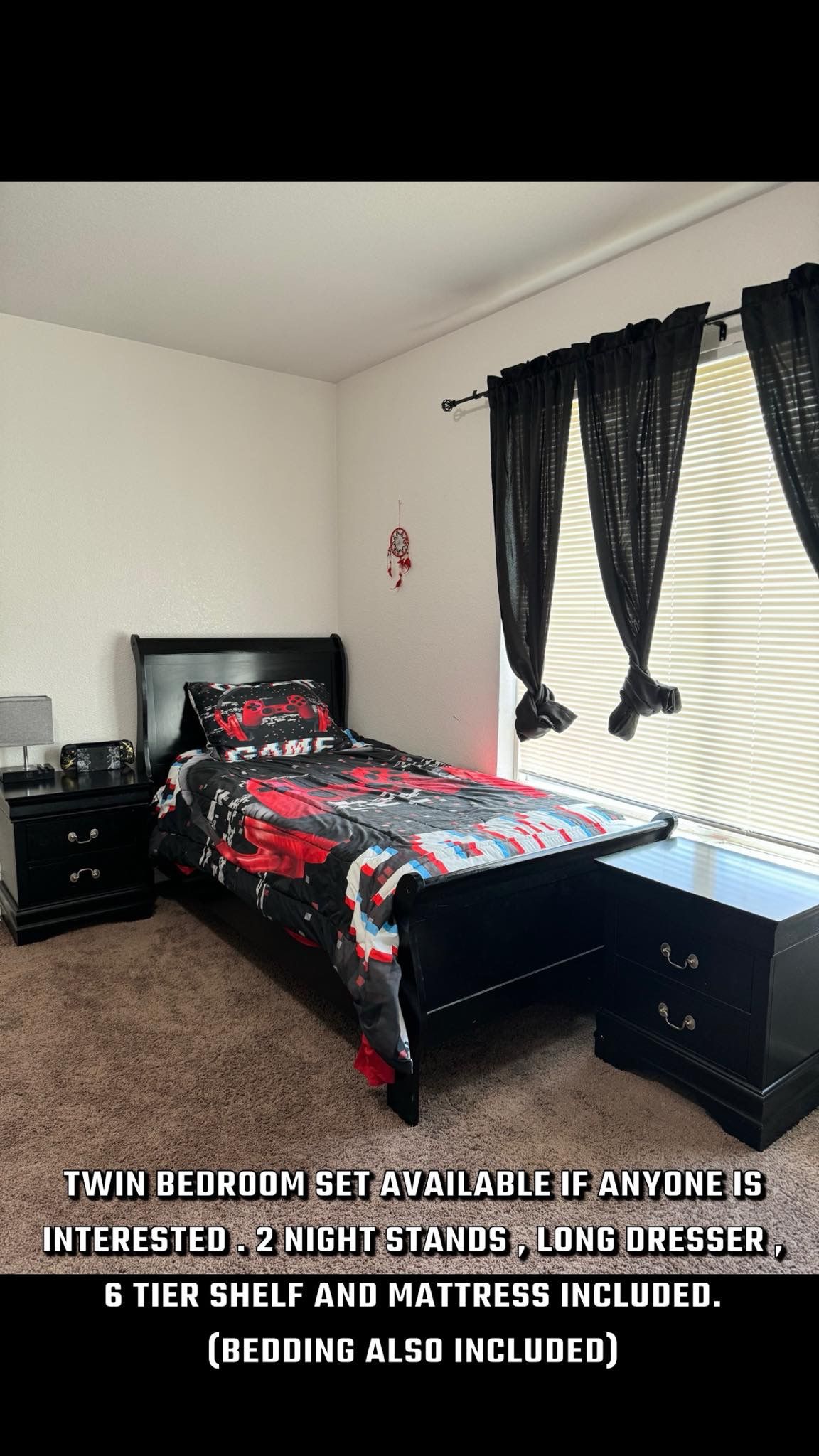 Black Twin Size Bedroom Set $500 Obo 