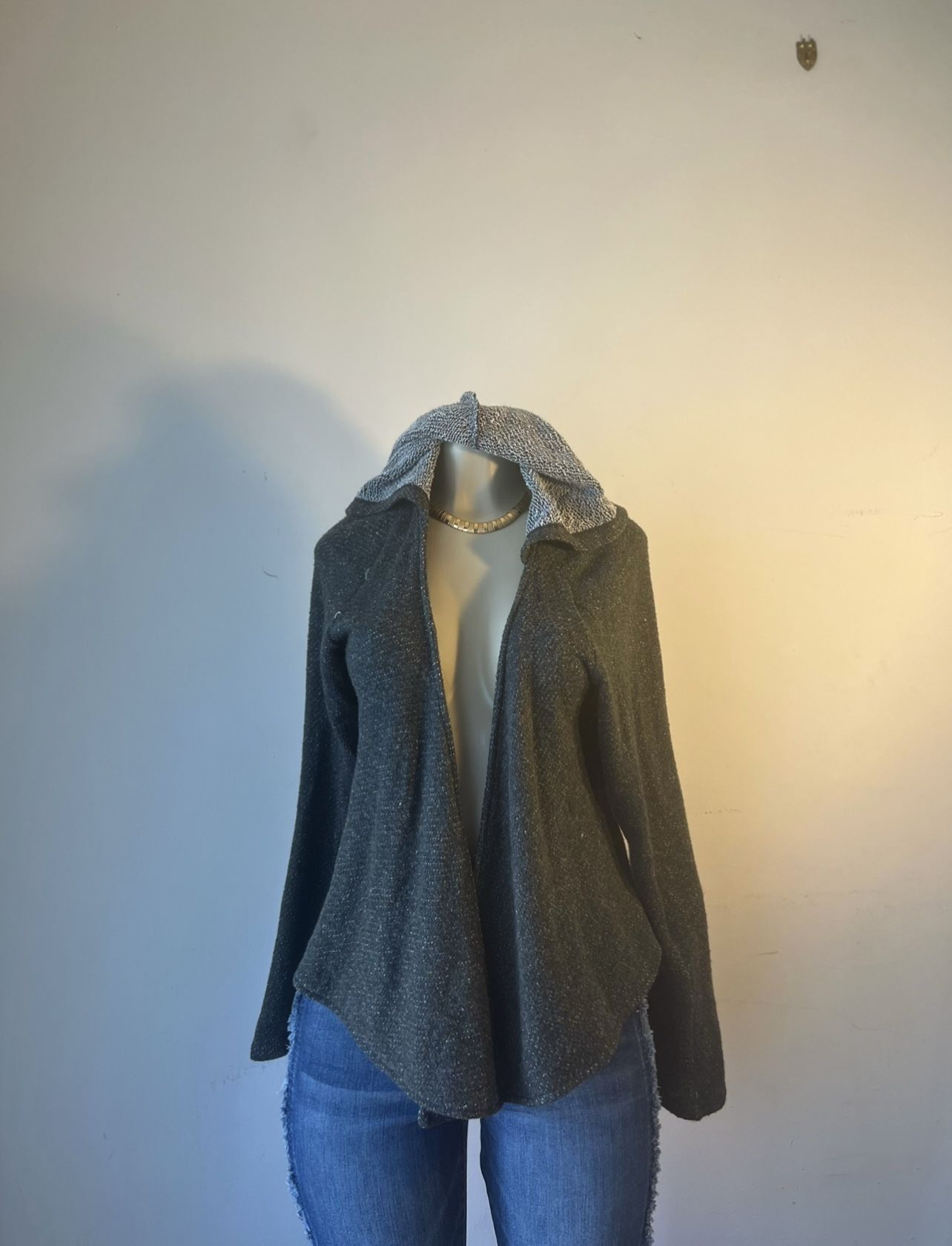 New Grey Volcom Cardigan With Hoodie