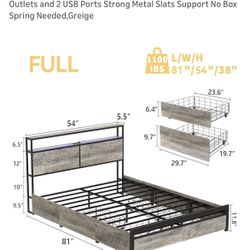 Queen metal Bed frame With Under Storage