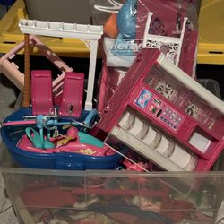 FULL BIN OF BARBIE ACCESSORIES AND TOYS