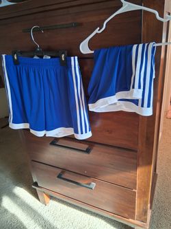 2 NWT Adidas Women's Aeroready Polyester Shorts Navy Blue & White Sz L