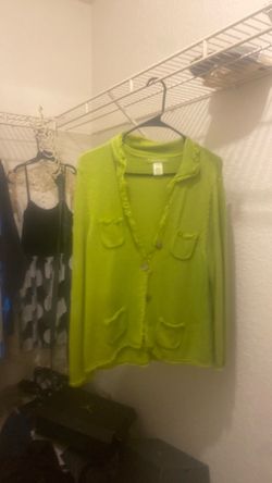 Lime Green Knit Button-Up Cardigan