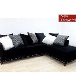 Gorgeous Black Colored Sectional with Studs