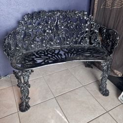 Black Victorian Rod Iron Bench 