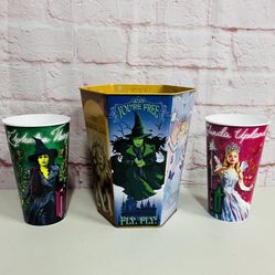 Wicked For Good Hexagon Popcorn Tin W/ 2 Cups Cinemark Theater