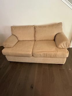 Beige Fabric Loveseat Sofa