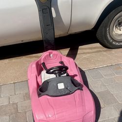 Kids Pink Push Ride-On Car with Steering Wheel – $15