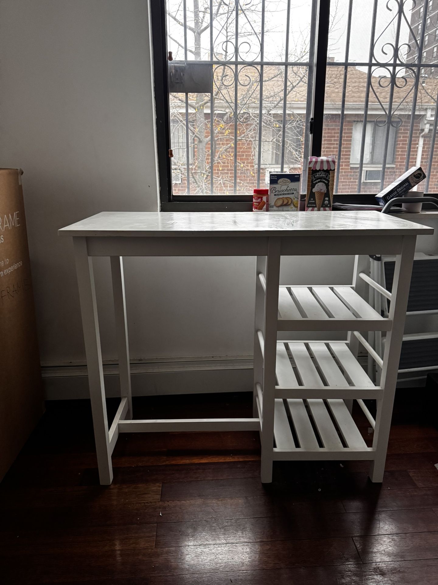 table with storage and chairs