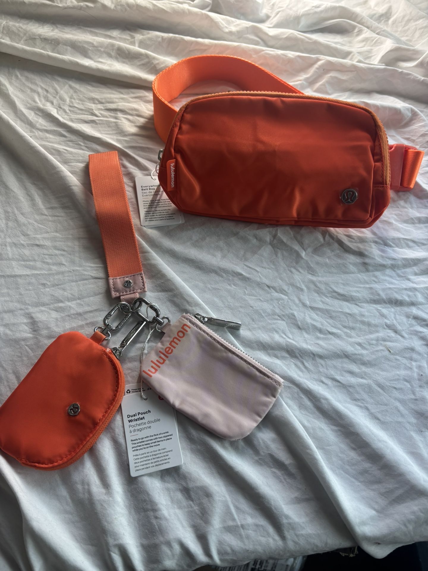Lululemon Orange Dual Pouch Wristlet And Everywhere Belt Bag Bundle Set