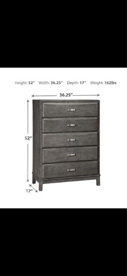 5 Drawer Chest Dresser – Modern Gray Bedroom Storage Cabinet – $550