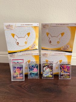 4 brand new 🎉 30th Elite Trainer w mega froslass ex and Kieran psa 9 and two more cards