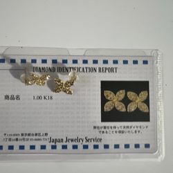 Diamond Earrings In 18k Real Gold 