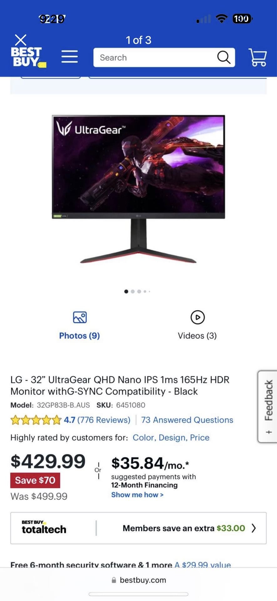 LG - 32” UltraGear QHD Nano IPS 1ms 165Hz HDR Monitor withG-SYNC Compatibility - Black