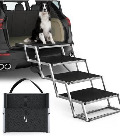 New Extra Wide Dog Stairs for Large Dogs, Foldable Dog Ramp for Car with Non-Slip Surface