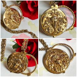 Victorian Art Nouveau Revival Gibson Girl Magnifying Glass Double Chain Necklace