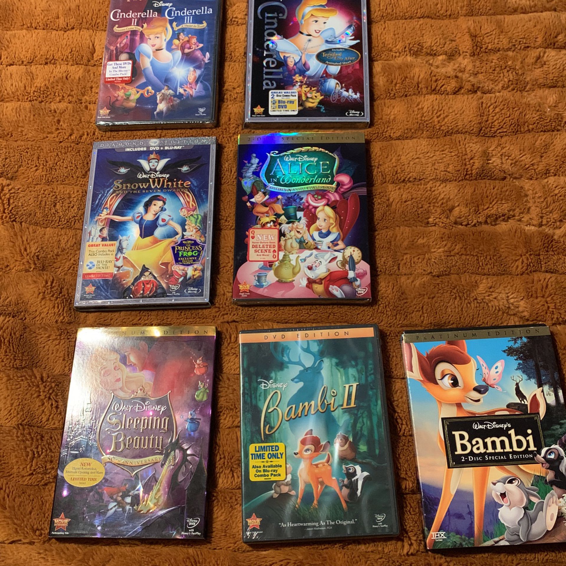 New Kids DVD’s Bambi, Cinderella, Snow White, Sleeping Beauty, Alice In Wonderland