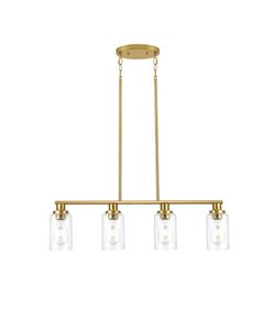 Kpiok 4-Light Linear Kitchen Light, Gold w/Clear Glass Shades