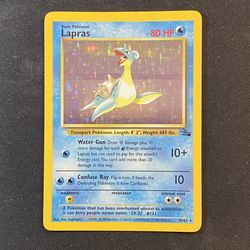 1999 Lapras 10/62 Holo Rare Fossil Set Pokemon Card Near Mint