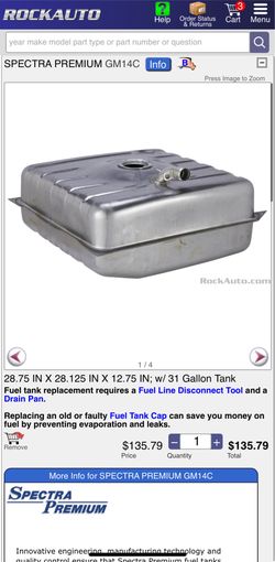 NEW K5 Blazer / Squarebody Rear 31 gal Gas Tank Sending Unit Straps