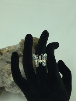 925 STER Silver MOP Butterfly Ring 6