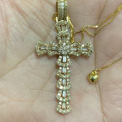 💎 18K Real Diamond Cross Necklace – 1.00 Carat | Adjustable Chain | Excellent Condition