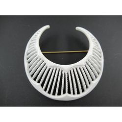 Signed Monet White Enamel Crescent Brooch, Pin
