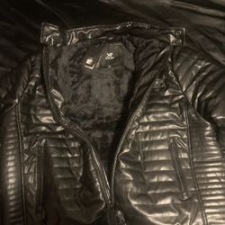 X RAY Men's PU Quilted Jacket With Faux Shearling Lining