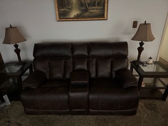 Cocoa Brown Sofa , lamps and End tables for Sale