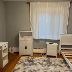 Full Beautiful White Bedroom Set New Incl New Purple Mattress Too!