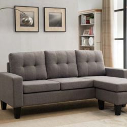 LIGHT GRAY Tufted Back Sectional Sofa