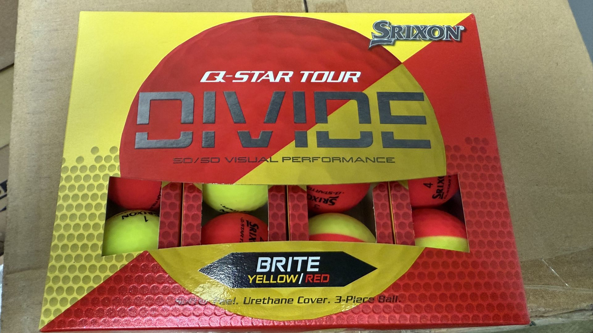 Srixon Q-Star Tour Divide Golf Balls (Red, Blue, Orange & Yellow)
