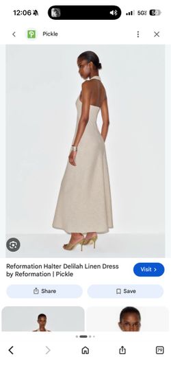 Reformation Linen Halter Maxi Green Dress