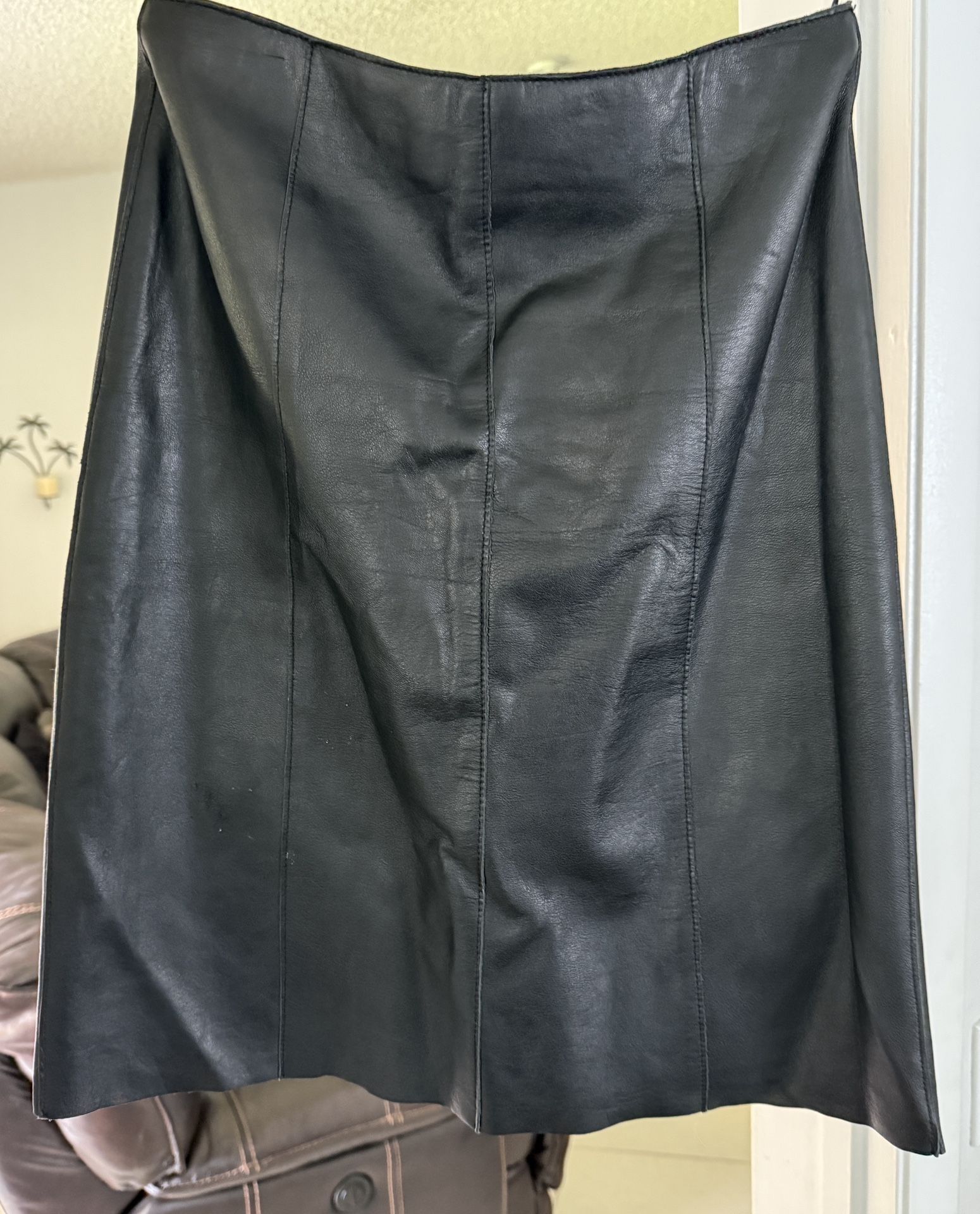 Bebe Genuine Black Leather Skirt
