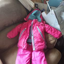 Girls Size 3T Rugged Bear Winter Coat And Cherokee 3T Snow Pants With Suspenders Great Condition. 