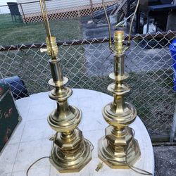Brass Table Lamps Lot Of 2