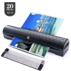 13 inches Laminator Machine, Laminator with 20 Laminating Pouches, Paper Cutter, Rapid 3 Minute, for Home and Office Use, Laminate for A3,A4,A5,A6, Bl