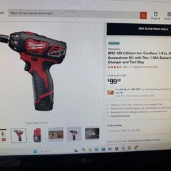 Milwaukee M12 Cordless Screwdriver 