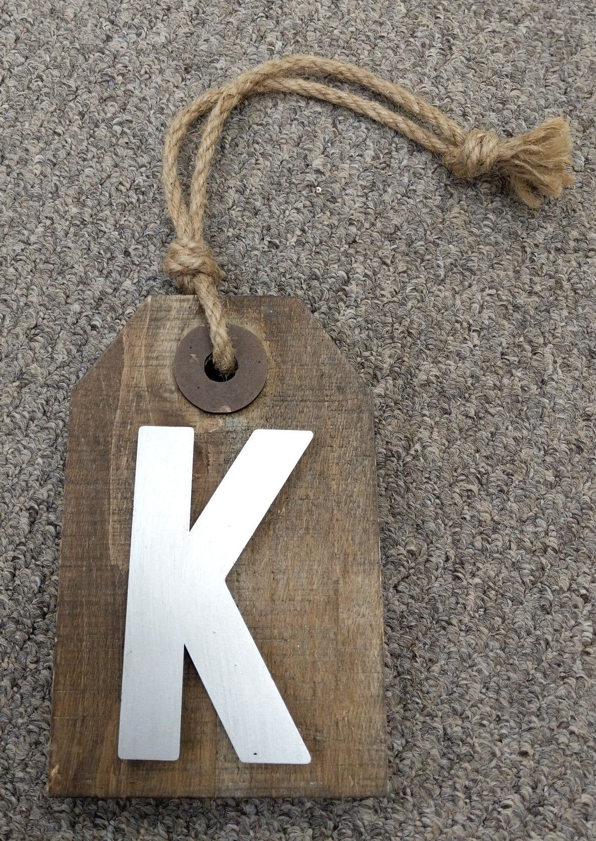 Wooden & Metal Letter `K' Wall Decor