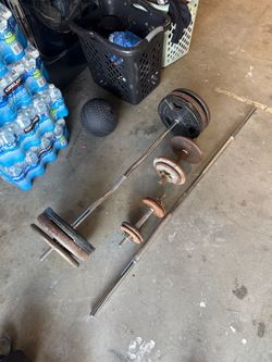Weights standard barbell and curl bar