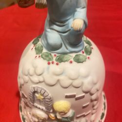 Vintage Bisque Nativity Bell With Angel Music Box Plays Tune 