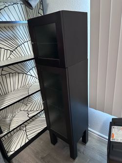 Dark brown storage shelf