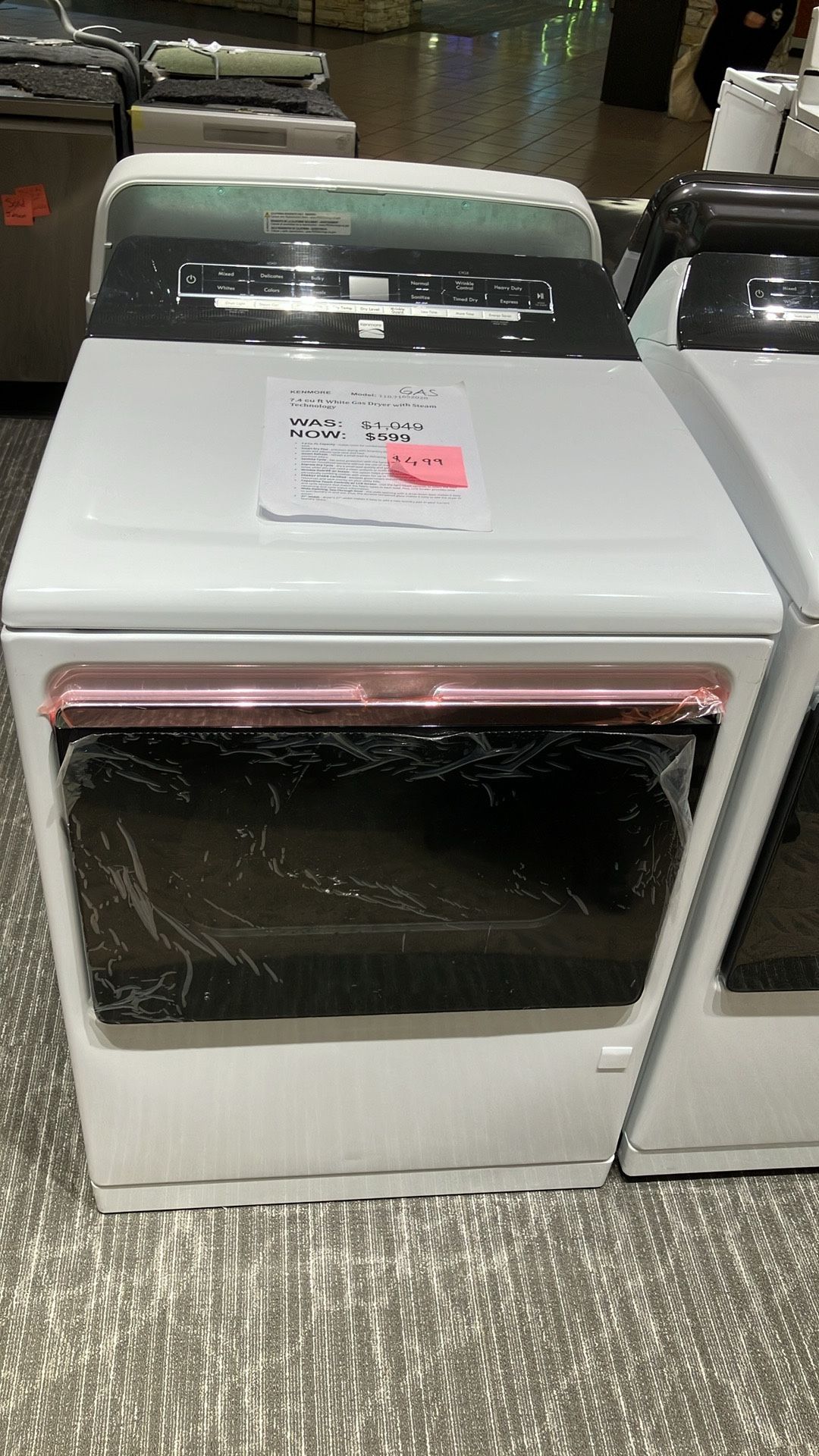 💥💥 BlowOut Sale 💥💥 Kenmore 71652 7.4 Cu. Ft. Energy Star Gas Dryer W/ Steam Technology - White